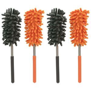 Microfiber Telescopic Duster Adjustable 6"-25" Handle in Grey/Orange, 4 Pack